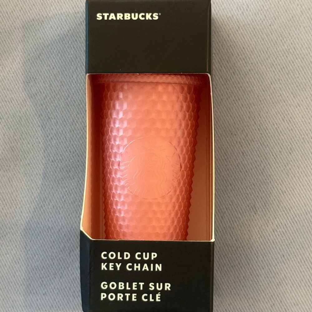 Starbucks “Pink Lemonade” mini studded tumbler cup keychain